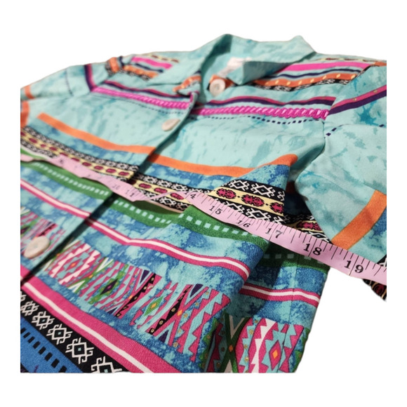 Vintage Coldwater Creek boho festival folk jacket blue green red size SP - Picture 6 of 8